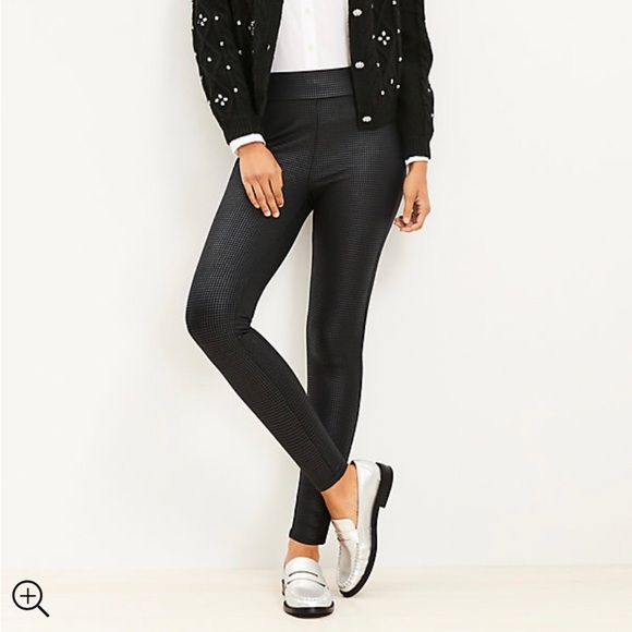 NWT Loft Houndstooth Coated Ponte Leggings - Picture 2 of 6